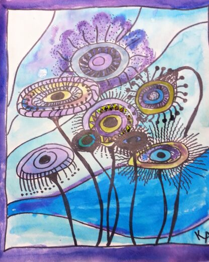 Online Les De Tekenschool Bloemen 'a la Hundertwasser' - Afbeelding 4