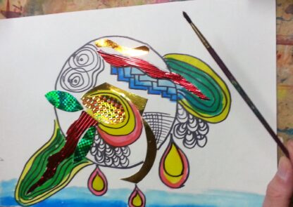 Online Les De Tekenschool collagetechniek binnen- buitenwereld 'a la Hundertwasser' - Afbeelding 3