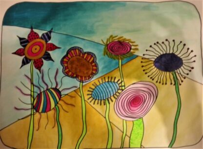 Online Les De Tekenschool Bloemen 'a la Hundertwasser' - Afbeelding 7