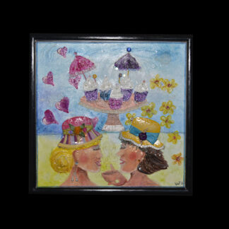 schilderij 50x50cm gezellige dames