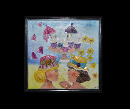 schilderij 50x50cm gezellige dames