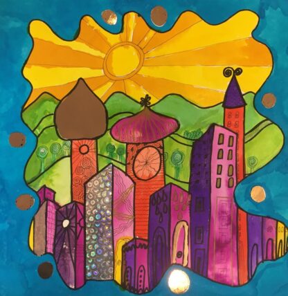 Online Les De Tekenschool Stad 'a la Hundertwasser' - Afbeelding 4