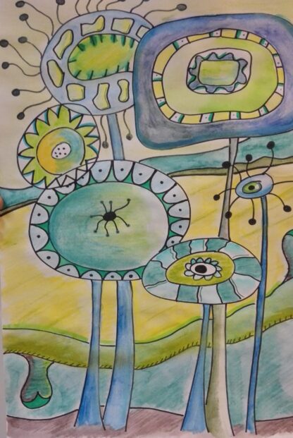 Online Les De Tekenschool Bloemen 'a la Hundertwasser' - Afbeelding 9