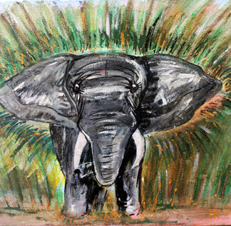 schilderijtje 24x30cm olifantje