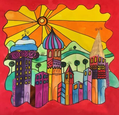 Online Les De Tekenschool Stad 'a la Hundertwasser' - Afbeelding 2