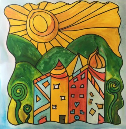 Online Les De Tekenschool Stad 'a la Hundertwasser' - Afbeelding 6