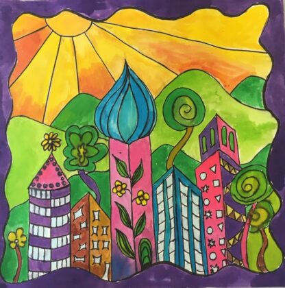 Online Les De Tekenschool Stad 'a la Hundertwasser' - Afbeelding 5