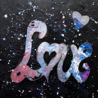 Schilderij 50x50cm Love in blauw