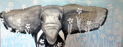 Schilderij 40x80cm Olifant met stromingsbeelden