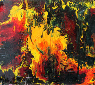 Schilderij 30x40cm vlammenende vuurzee