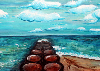 Schilderij 40x80cm zee